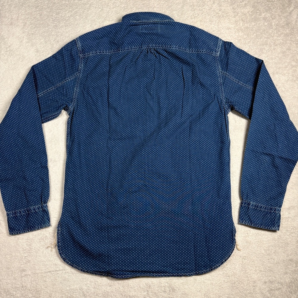 Double RL Indigo Cloth Shirt Mens XS Blue Polka Dot Workwear Button Down RRL - Picture 10 of 11
